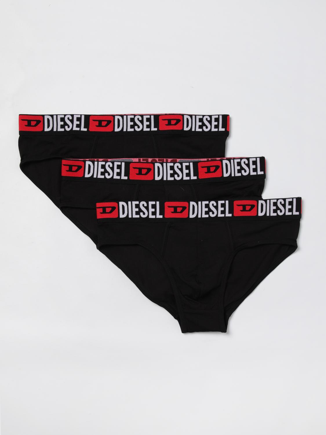 Diesel Three-pack Logo-print Briefs In Black