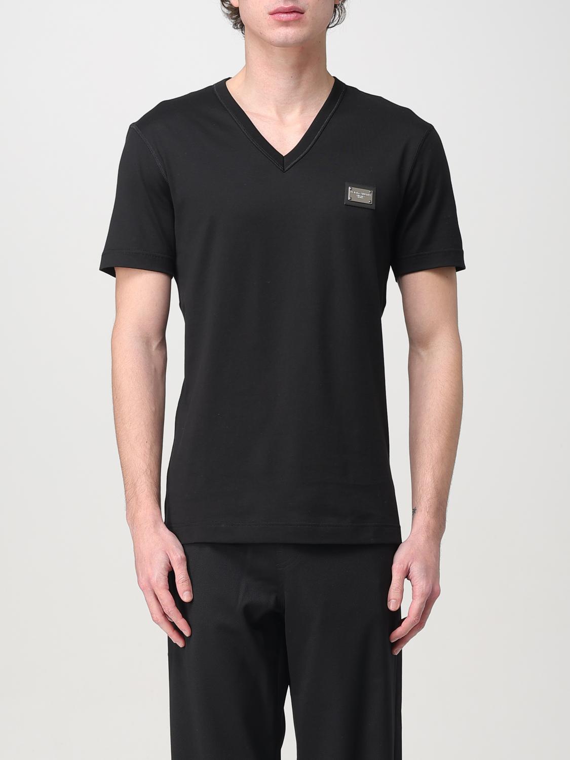 Dolce & Gabbana Logo V-neck T-shirt In Black
