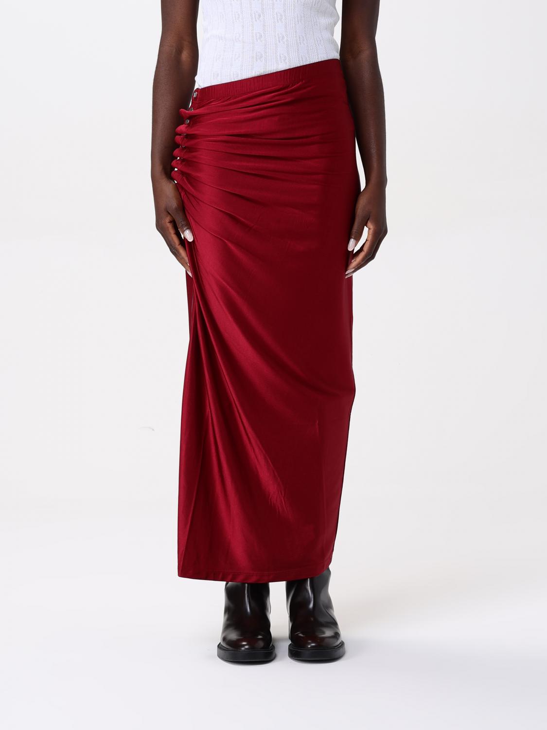 Rabanne Gathered Jersey Midi Skirt In Scarlet Red In Red