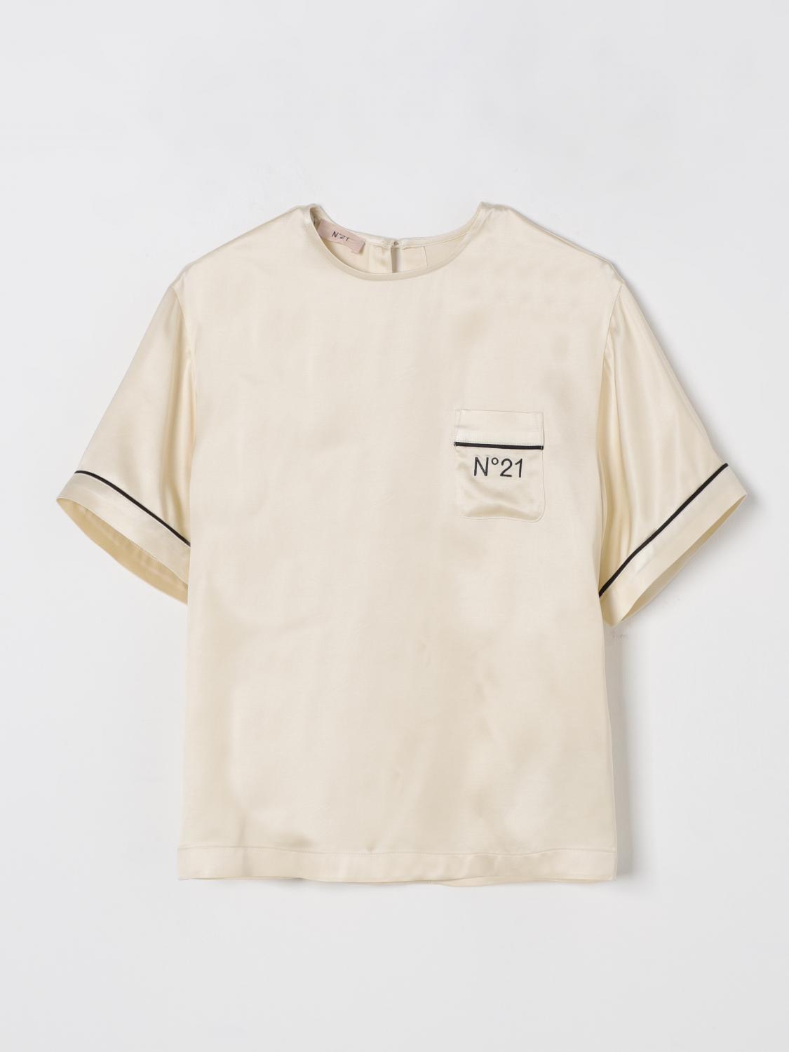 N°21 Satin Branded Shirt In Champagne