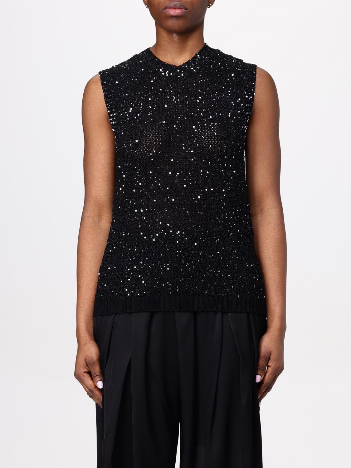 Golden Goose Knitted Vest With Sequins Embell In Black