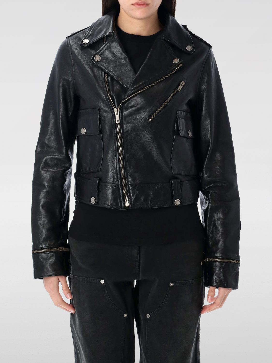 Golden Goose Smooth Leather Motorcycle Jacket In Black