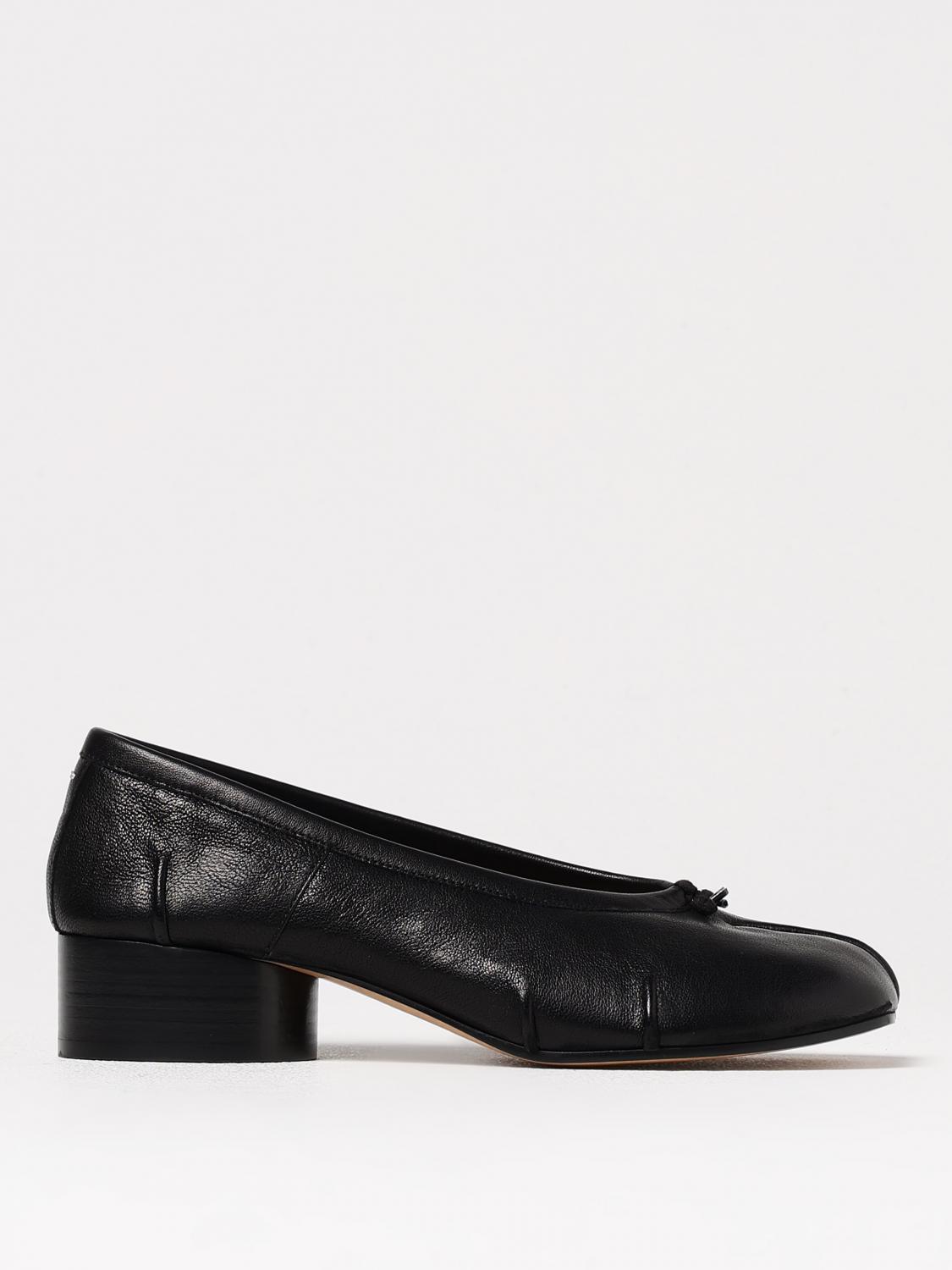 Maison Margiela Womens Black Tabi Ballerina Leather Heeled Shoes Eur 36 / 3 Uk In Black