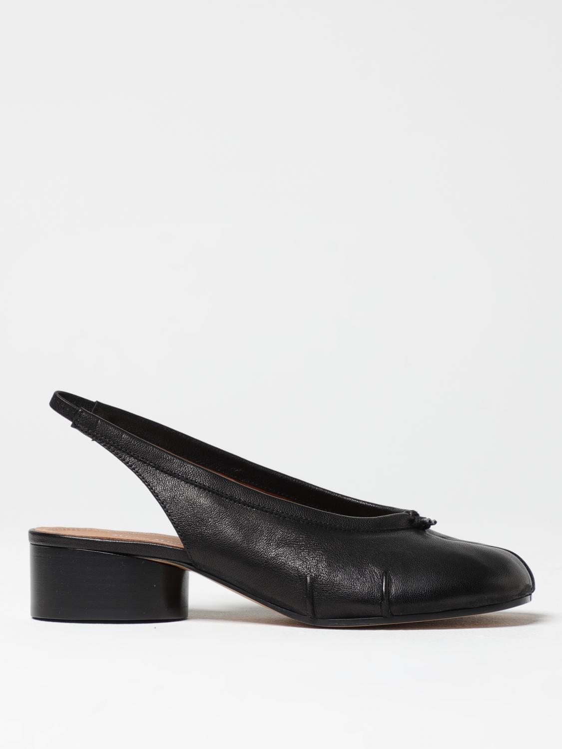 Maison Margiela Tabi 30 Leather Slingback Pumps In Black