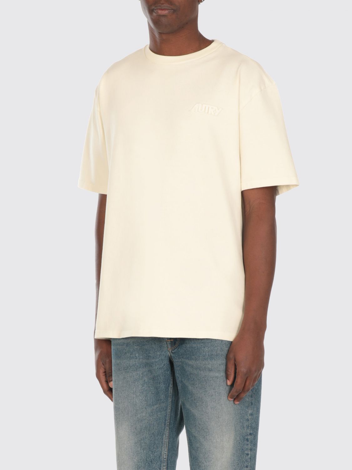 Shop Autry T-shirt Men Color Ivory