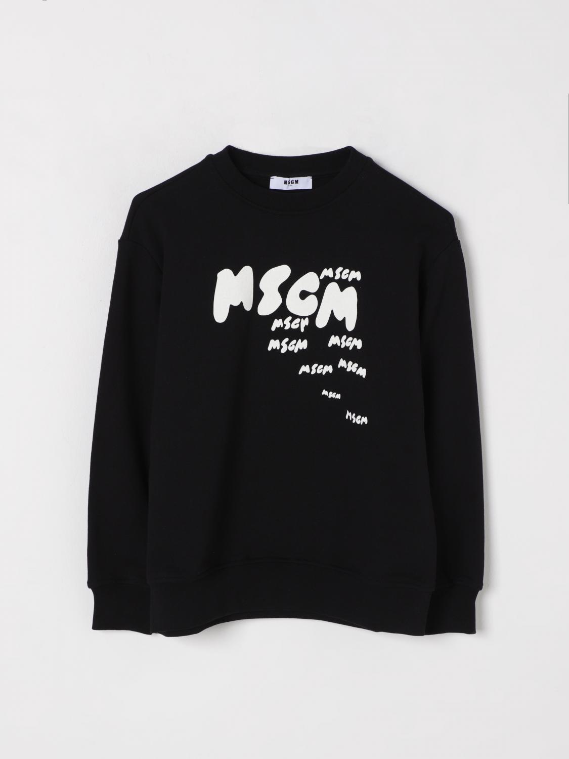 Msgm Black Sweatshirt For Boy With Logo In Schwarz