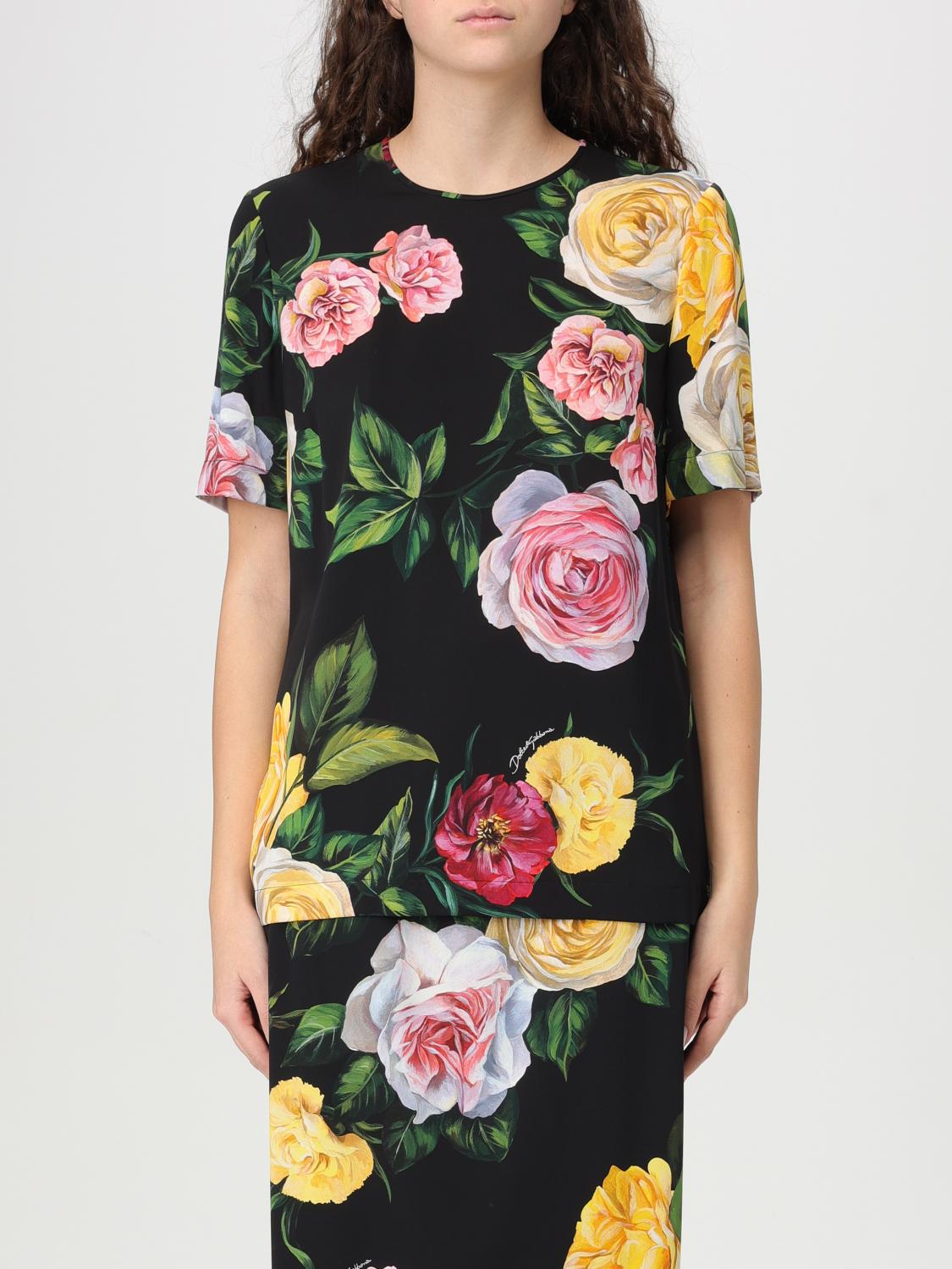 Dolce & Gabbana Peony And Rose Print Silk Charmeuse Blouse In Pink