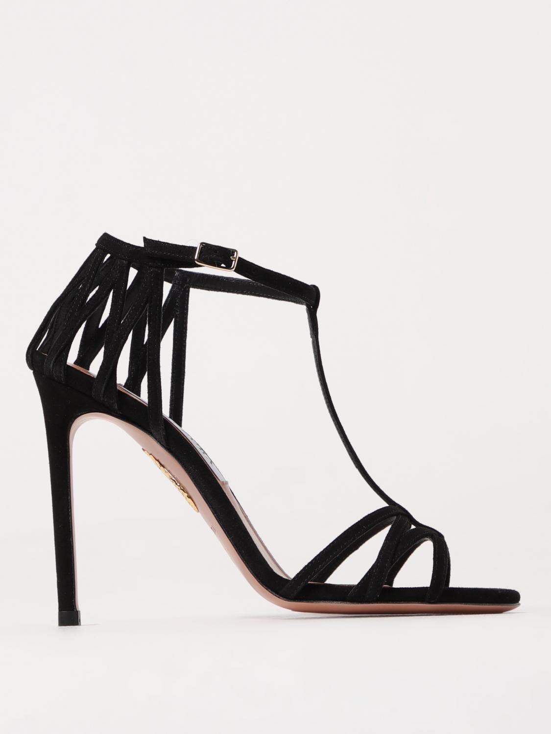 Aquazzura Forever More 105 Suede Sandal Black Color In Schwarz
