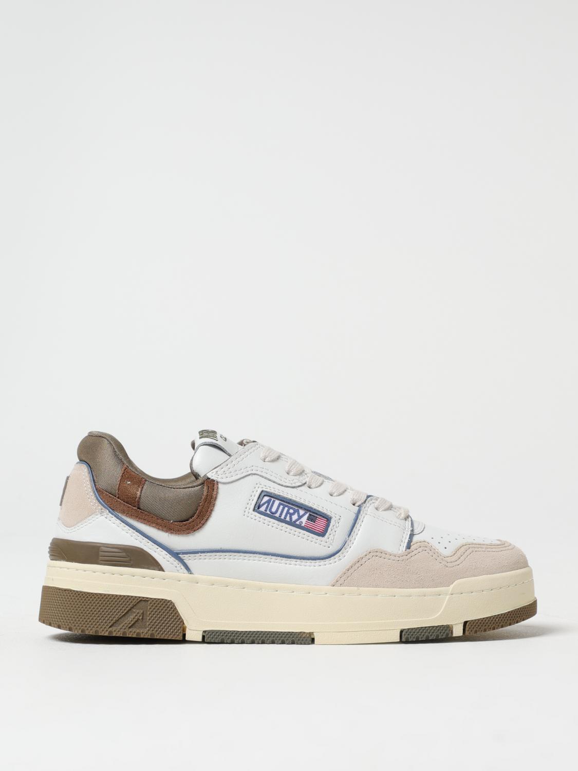 Autry White Low Top Sneakers With Green Details And Logo Patch In Green
