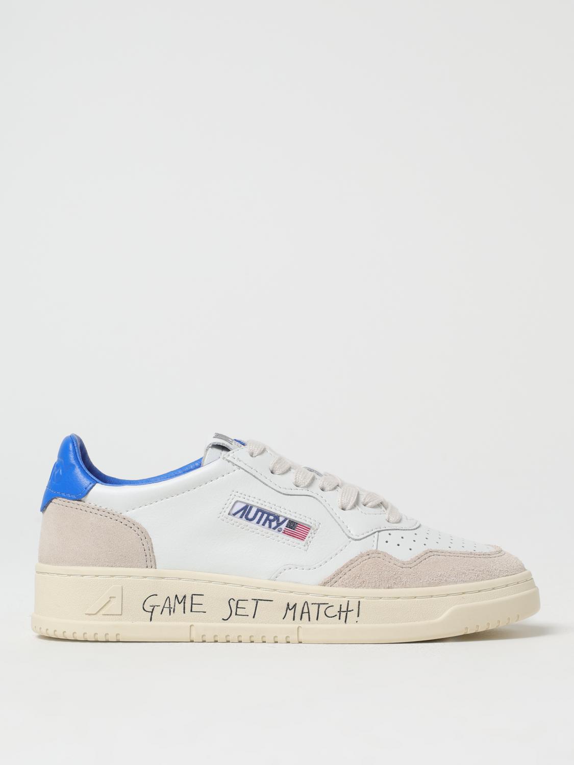Autry Medalist Low Leather And Suede Sneakers With Lettering In Blue