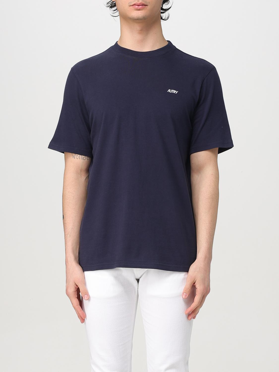 Shop Autry T-shirt Men Color Blue