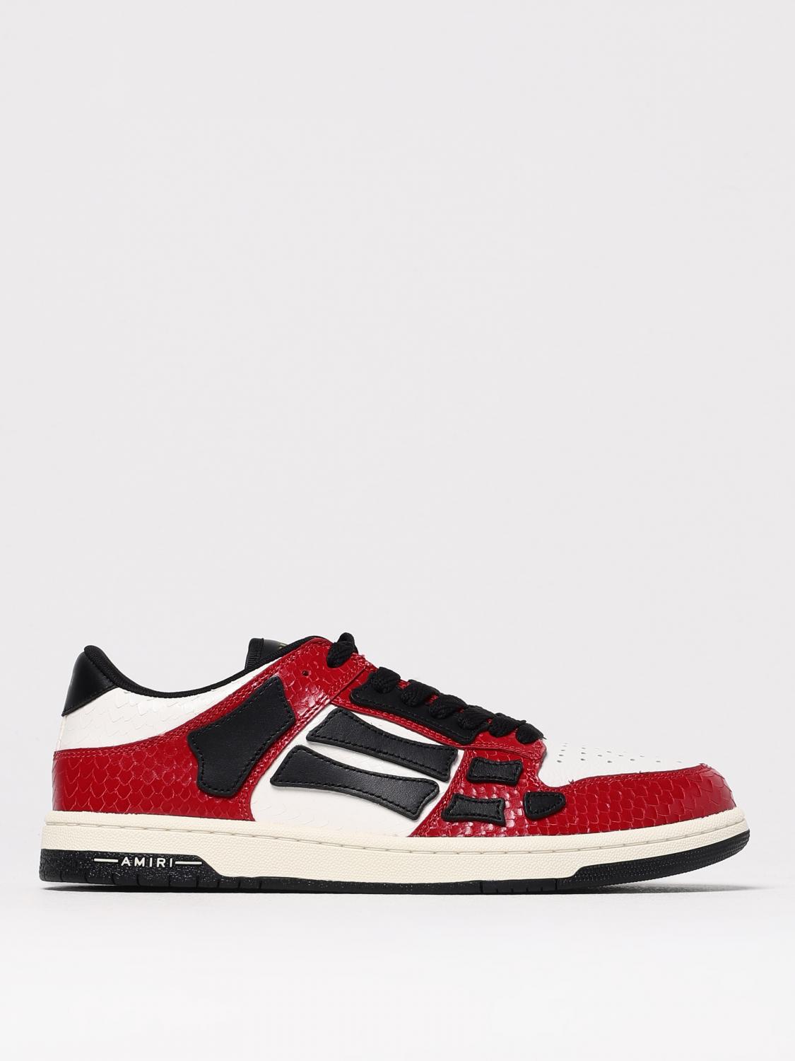 Amiri Skel Top Low Red Sneakers With Skeleton Patch In Leather Man In Red