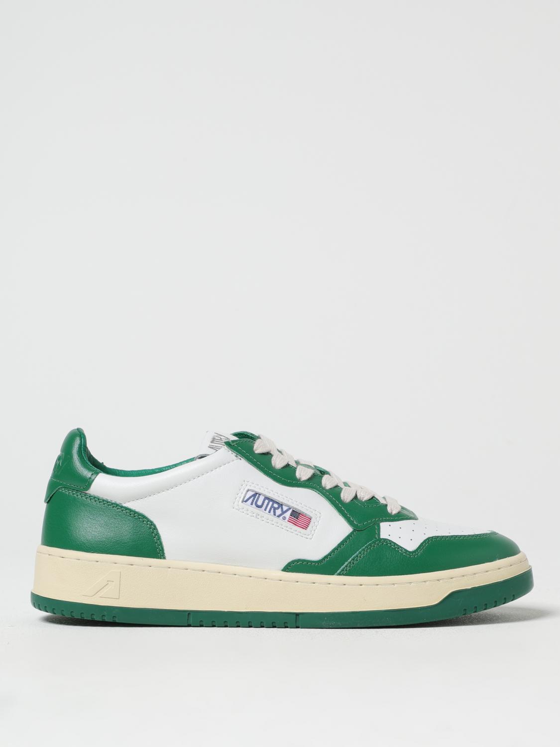 Autry White And Green Two-tone Leather Medalist Low Sneakers In Green