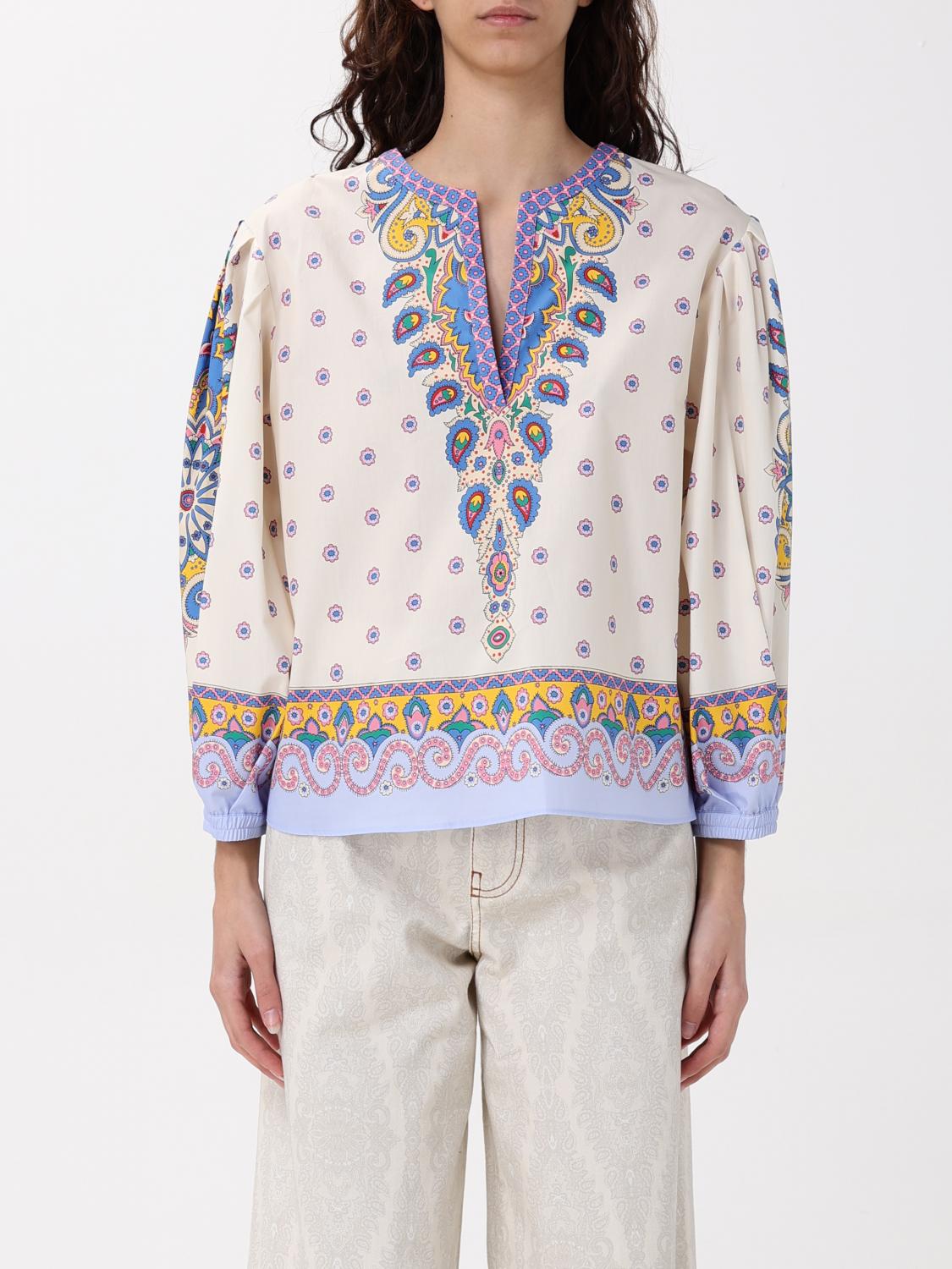 Etro Printed Cotton Blouse With Balloon Sleeves Women In White
