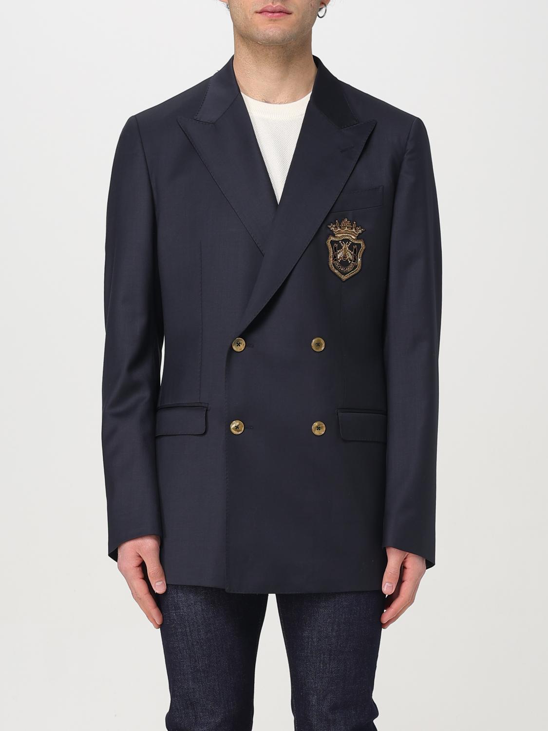 Dolce & Gabbana Double-breasted Jacket With Patch In Blue