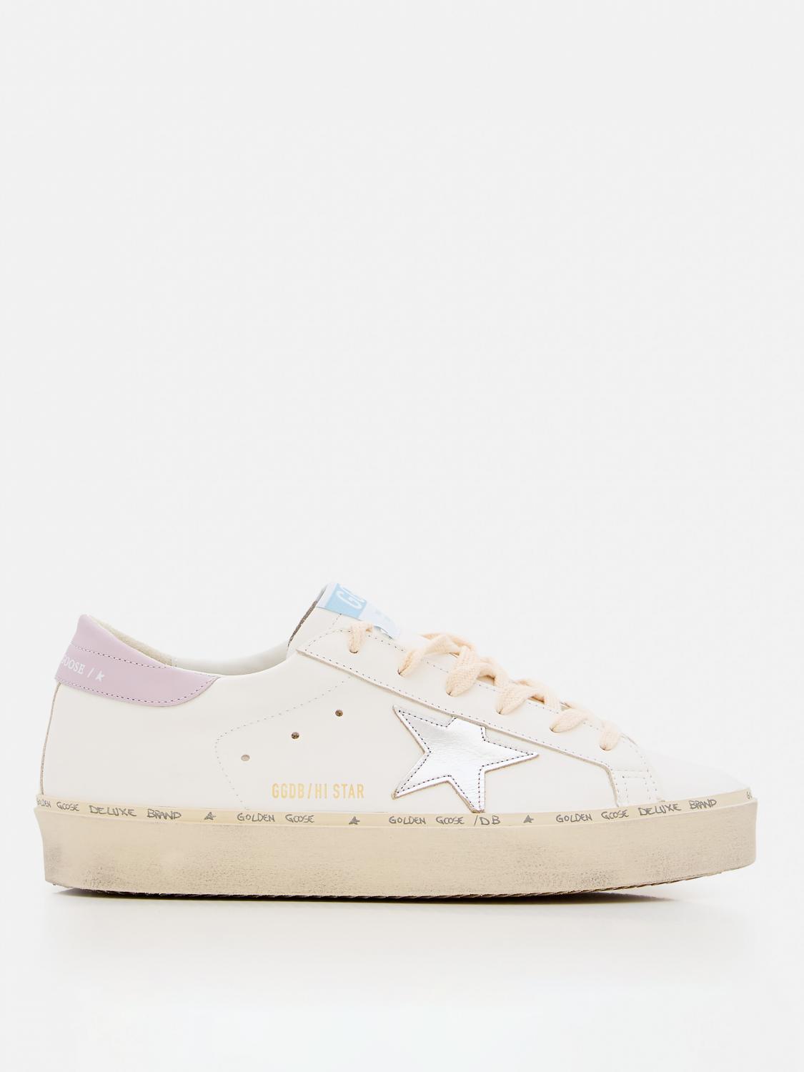 Golden Goose 'hi Star' White Low Top Sneakers With Laminated Star Patch On The Side In White