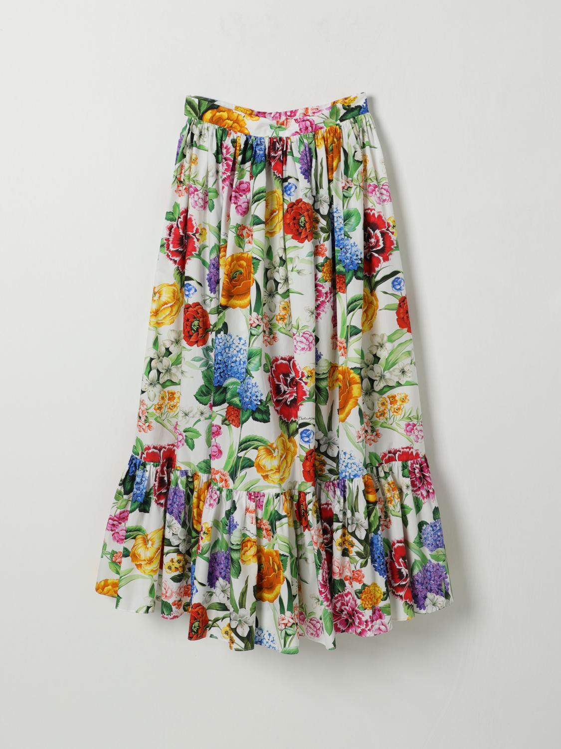 Dolce & Gabbana Printed Cotton Maxi Skirt In Multicolor