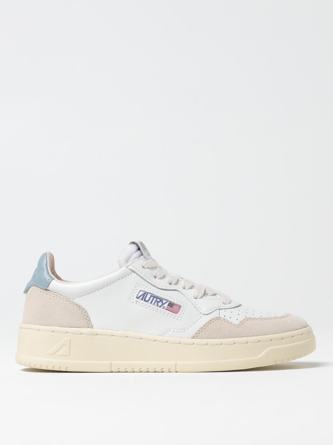 Autry Medalist Low Sneakers In Leather And Suede Color White And Silver Blue In White