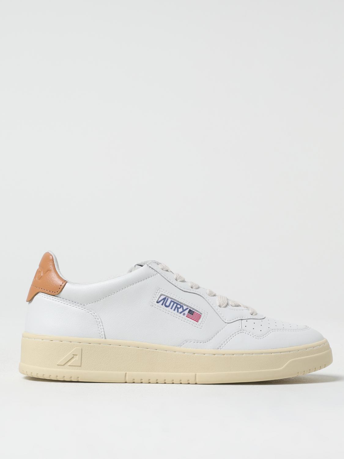 Autry Medalist Sneakers In White And Orange With Suede In White
