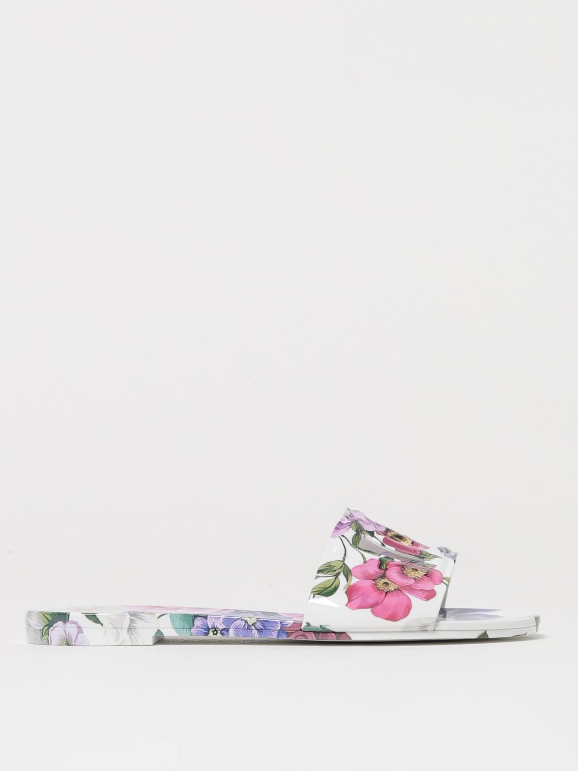 Dolce & Gabbana Floral Beachwear Slides In Pink