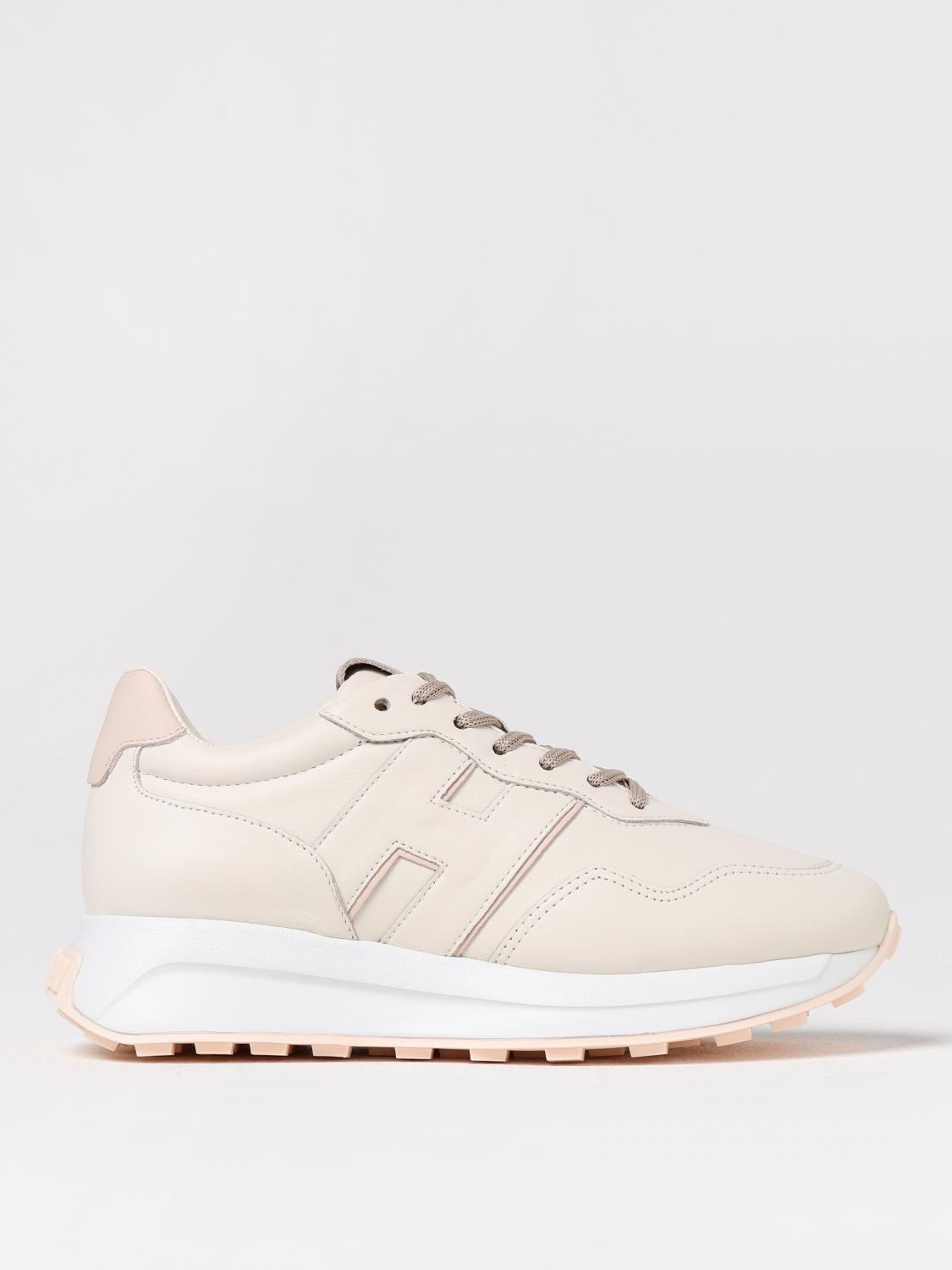 Hogan Leather Sneakers With Contrasting Profiles And Studs In White
