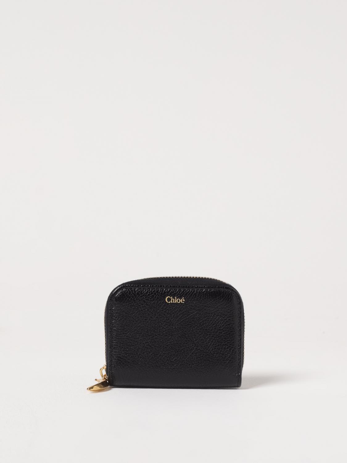 Chloé Banana Zipped Coin Purse In Grained Leather Black Size Onesize 100% Calf-skin Leather In Black