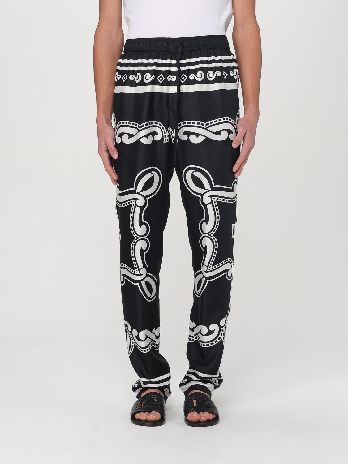 Dolce & Gabbana Trousers Silk Graphic Print In White