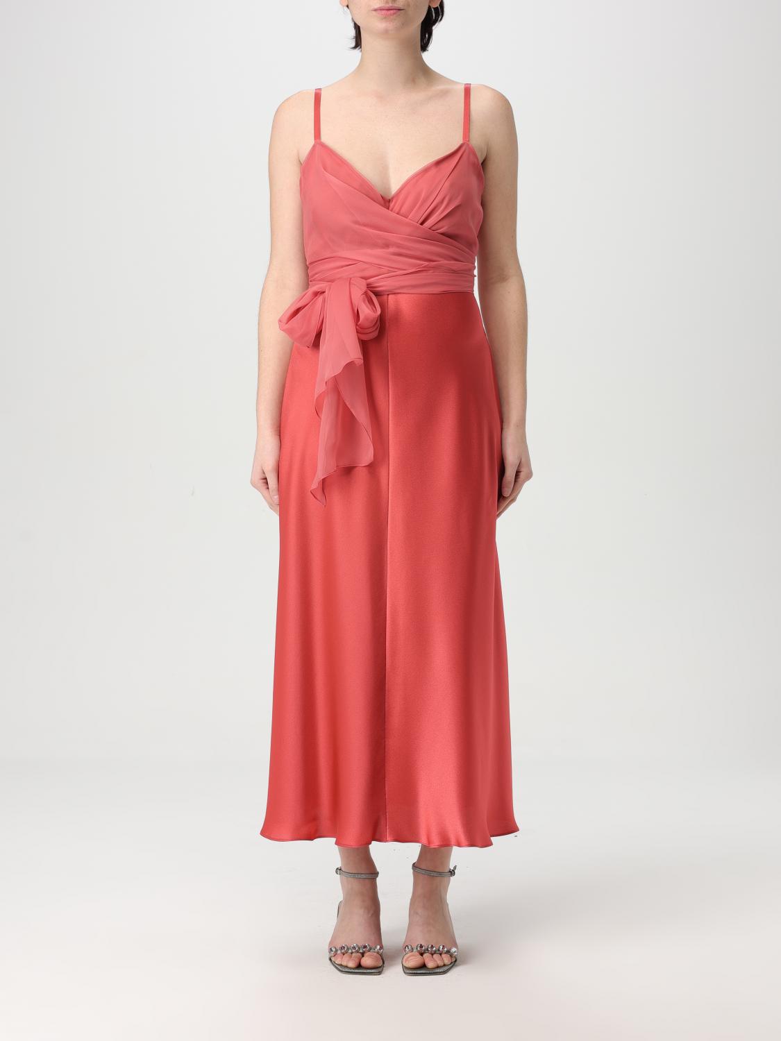 Alberta Ferretti V-neck Satin Dress In Violet