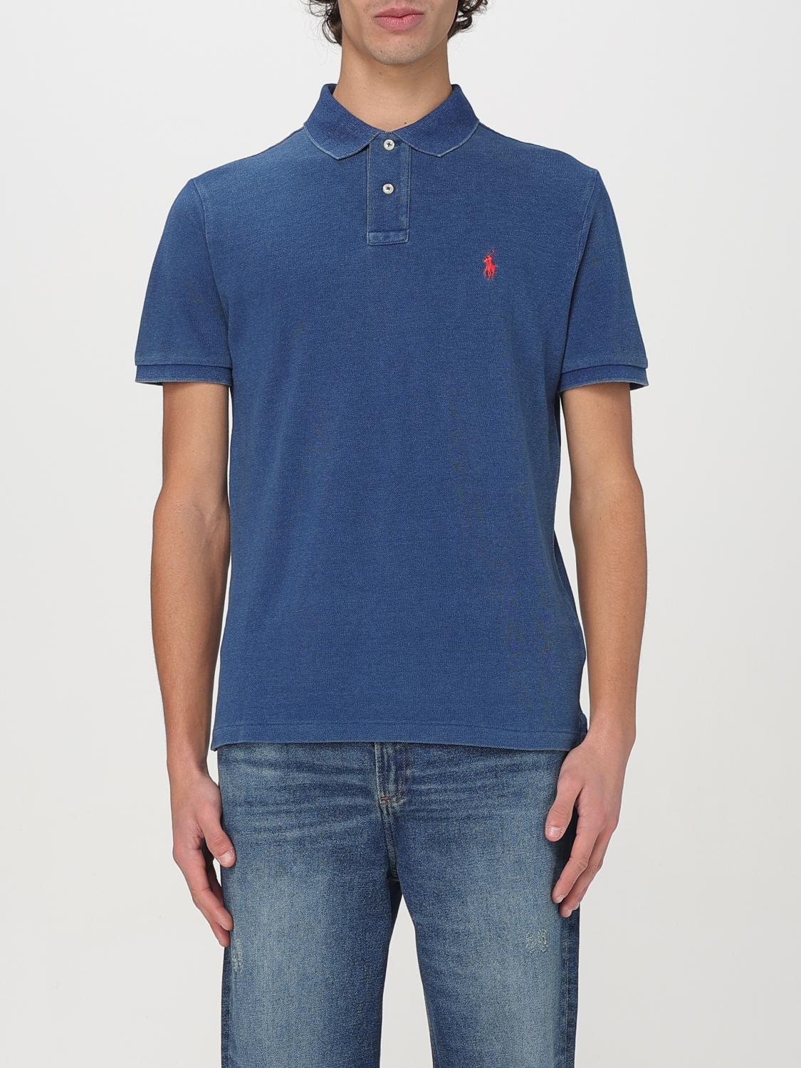 Polo Ralph Lauren Slim Fit Mesh Polo Shirt Man Polo Shirt Blue Size S Cotton In Indigo