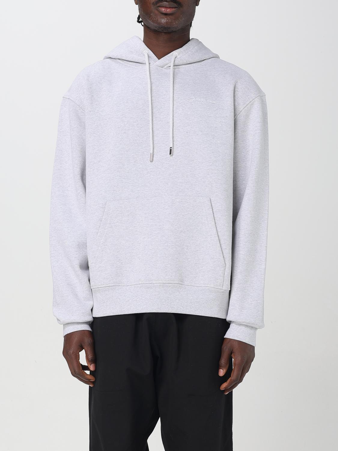 Jacquemus Logo Embroidered Drawstring Hoodie In Grau