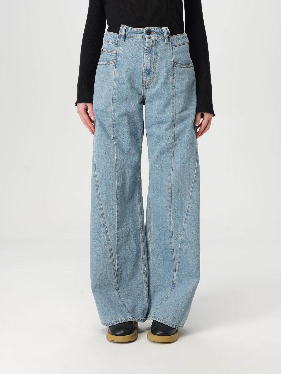 Maison Margiela High-waisted Cut-out Jeans With Wide Leg Silhouette In Blue