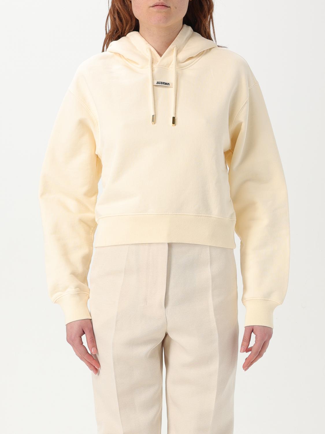 Jacquemus Cotton Hoodie With Drawstring Hood And Ribbed Details In Beige