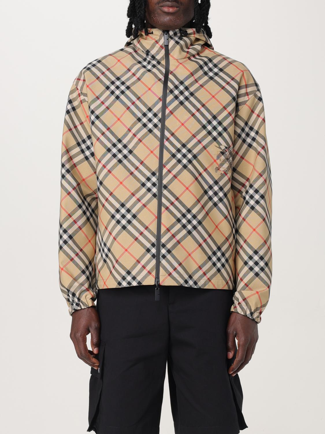 Burberry Beige Reversible Down Jacket With Hood And All-over Check Motif In Tech Fabric Man In Nude