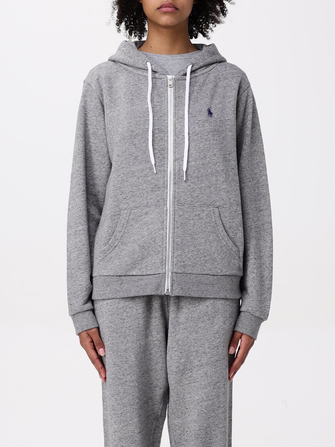 Polo Ralph Lauren Grey Zip-up Sweatshirt In Cotton Blend In Grey