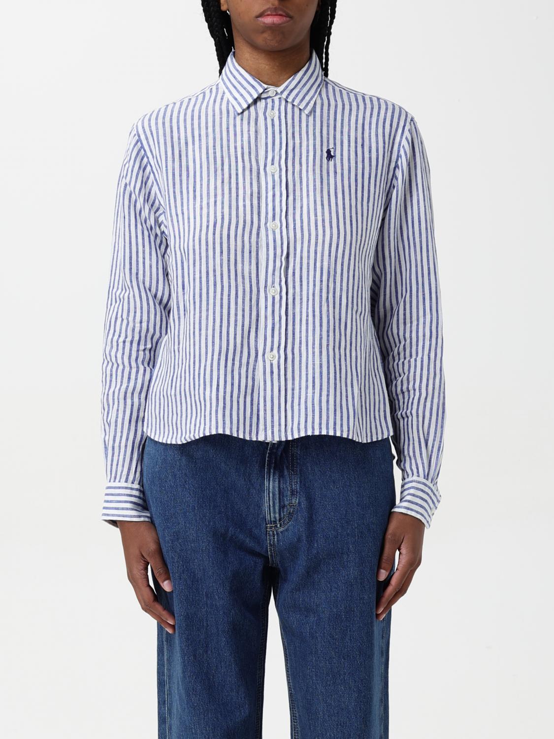 Polo Ralph Lauren Multicolor Striped Linen Shirt With Button-down Front In White