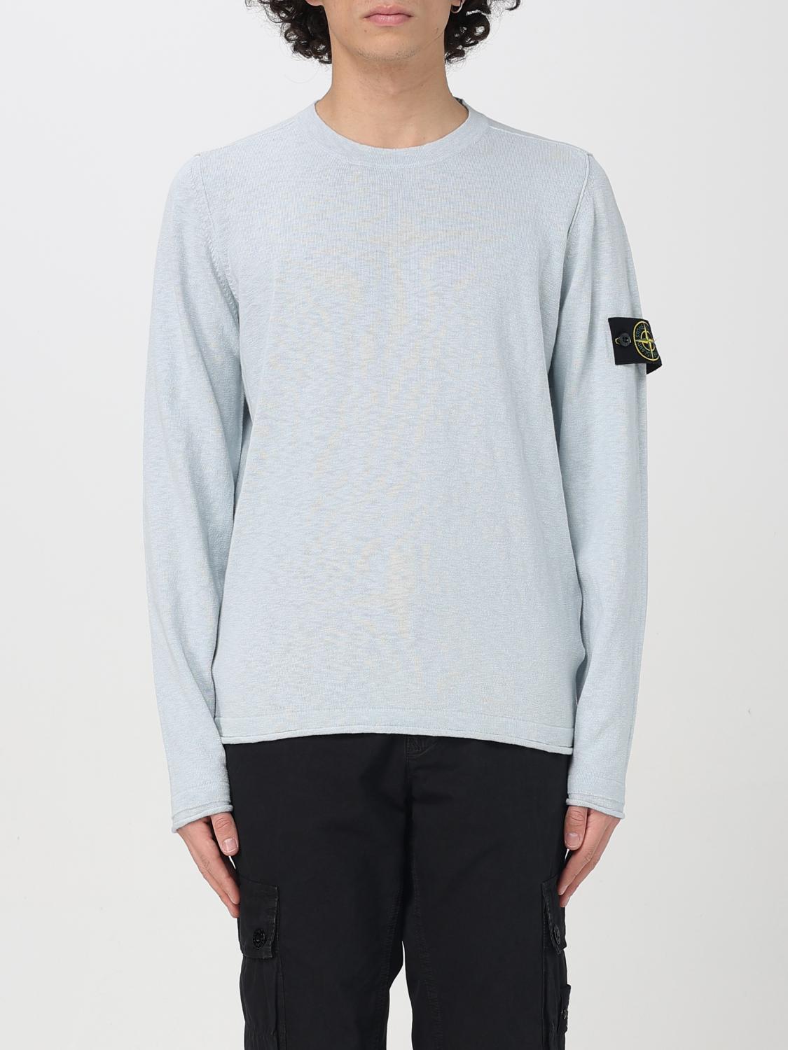 Stone Island Logo Patch Crewneck Sweatshirt In Hellblau