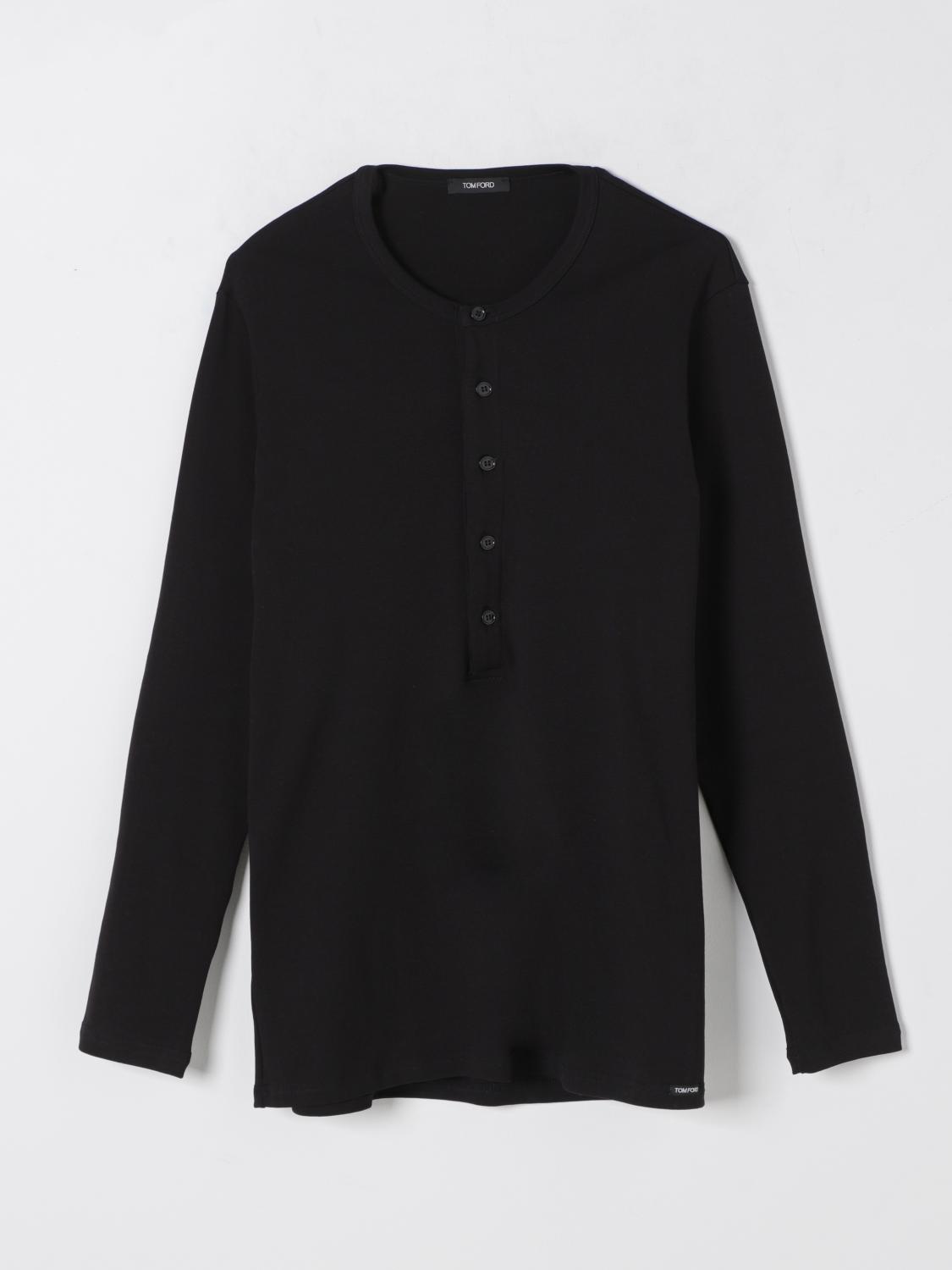 Tom Ford Men Cotton Modal Rib Ls Henley