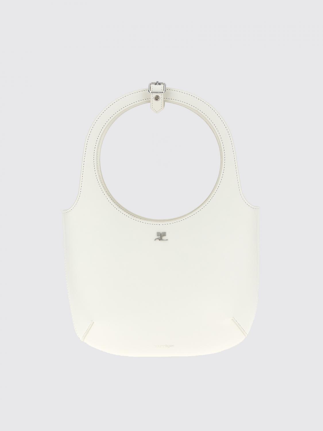 Courrèges Round Handle Shoulder Bag In White