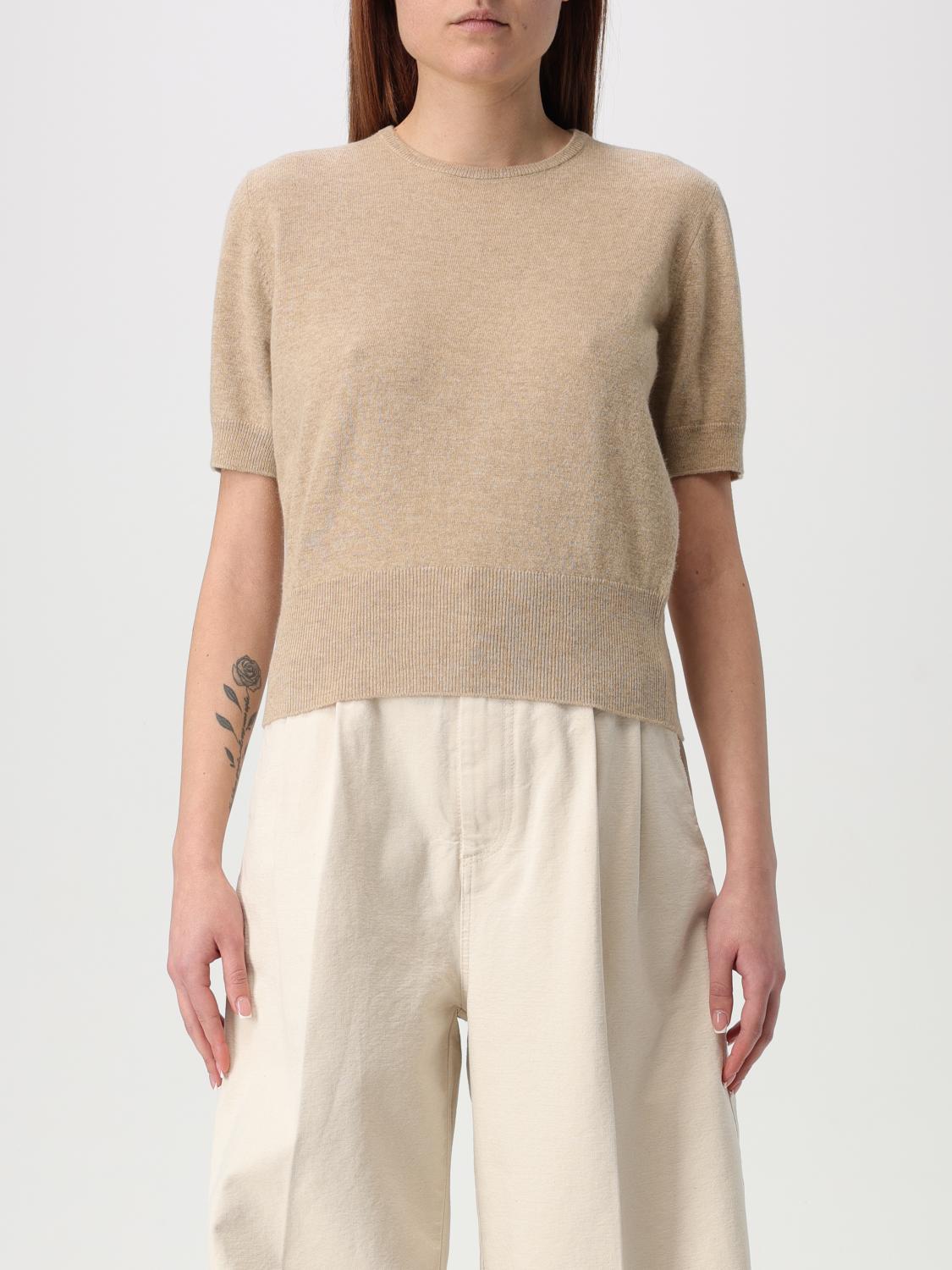 Maison Margiela Knitted Crewneck Top In Beige