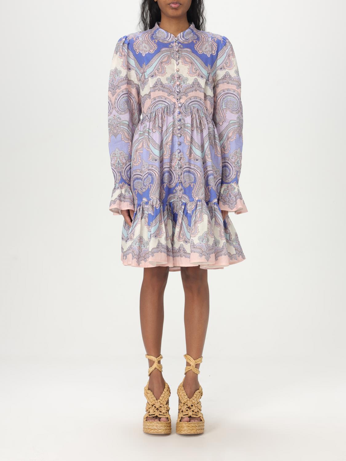 Zimmermann Maxine Long Sleeve Mini Dress Purple Paisley In Violett
