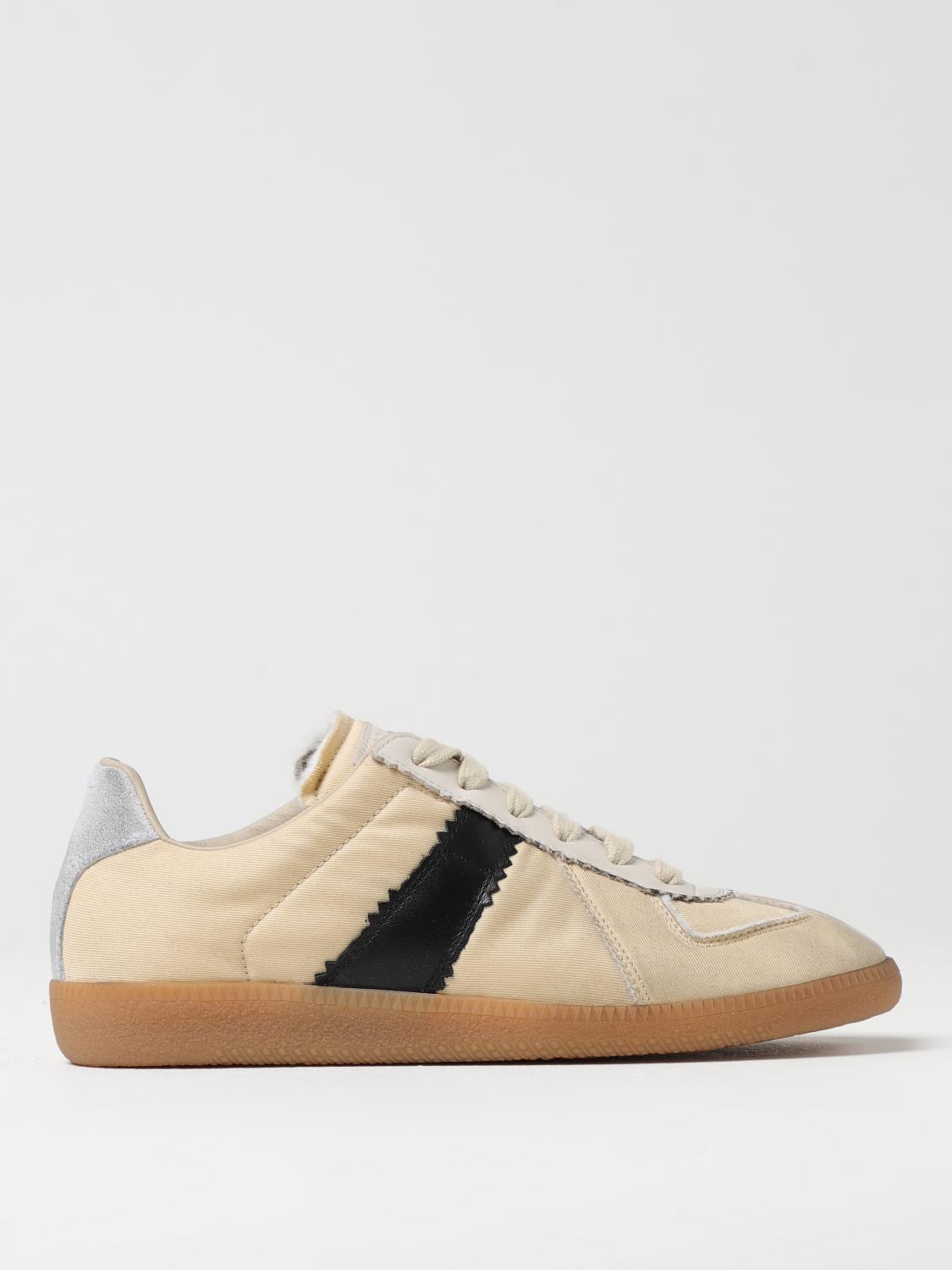 Maison Margiela Replica Leather And Suede-trimmed Twill Sneakers In Black