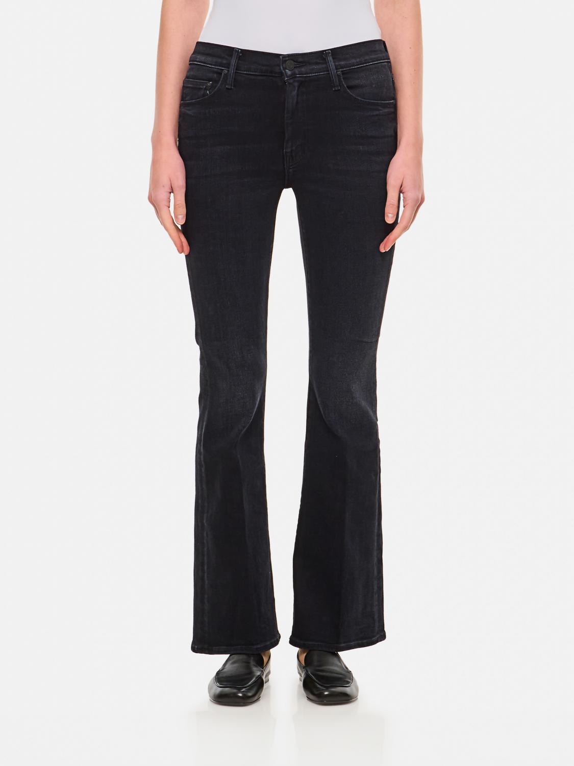 Mother The Hustler Straight Cotton Blend Jeans In Black