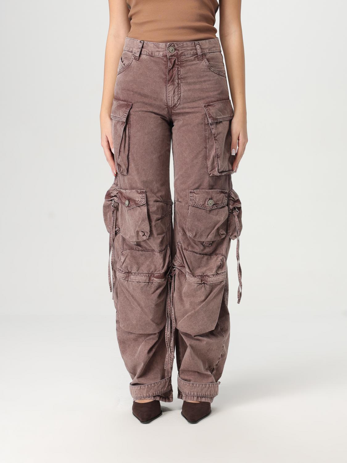 Attico Pink Jeans With Logo Patch On The Rear And Turn-up Cuffs In Pink