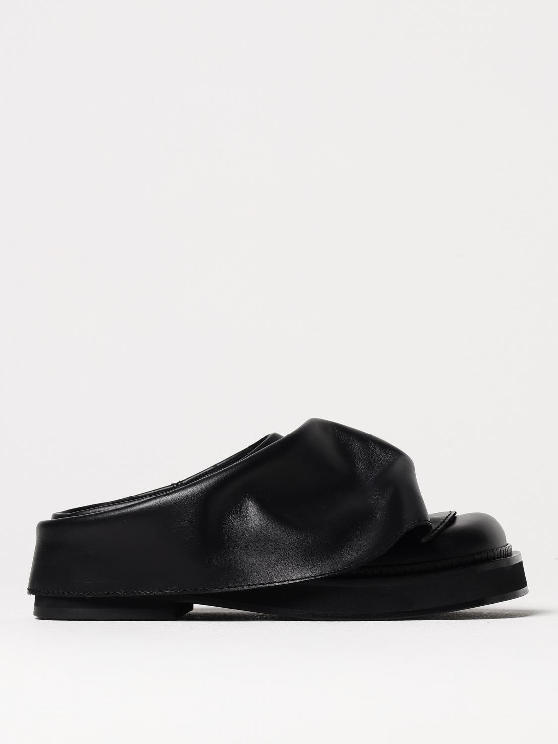 Attico Black Leather Mules In Black