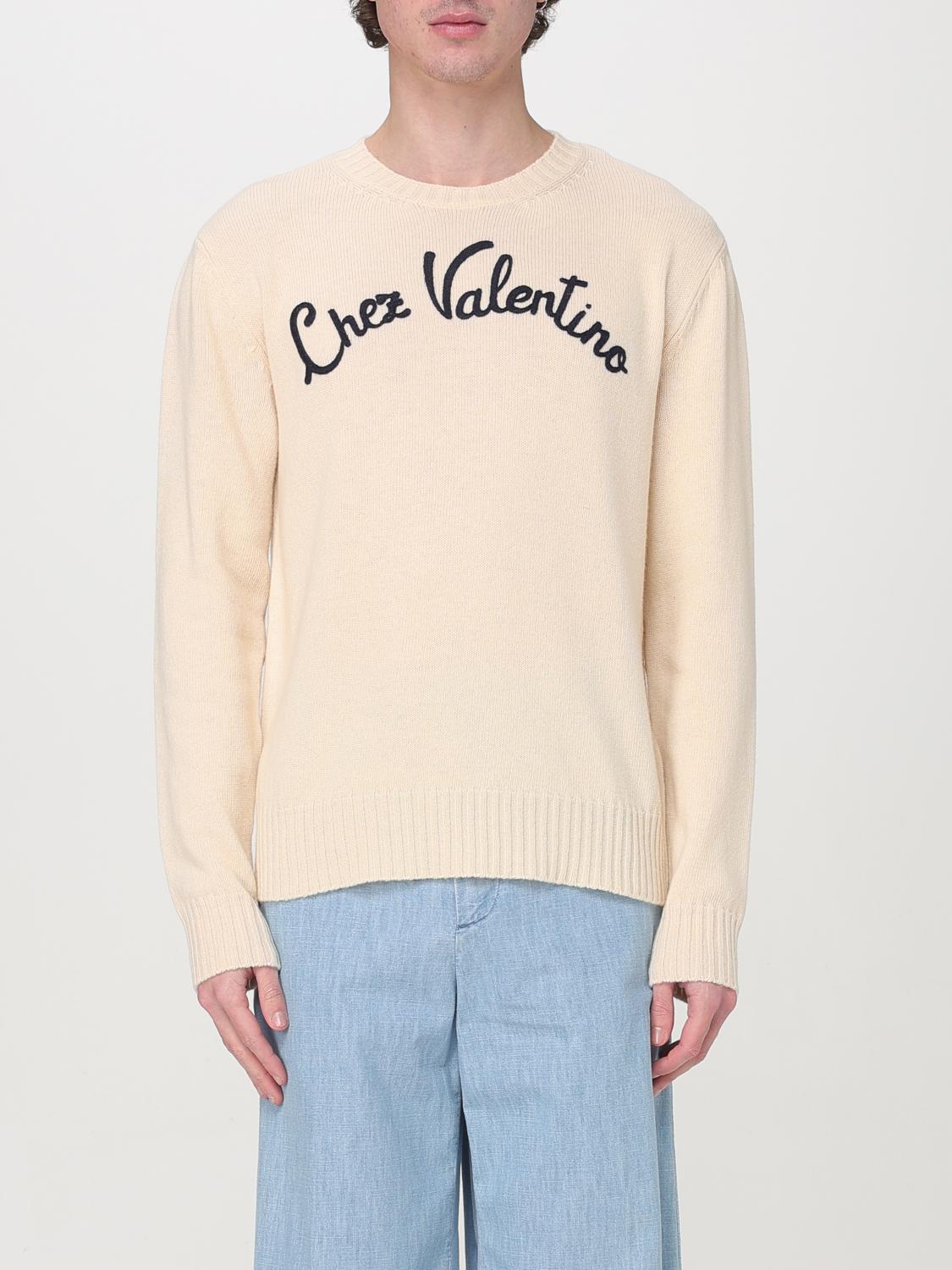 Valentino Beige Embroidered Wool Sweater In White