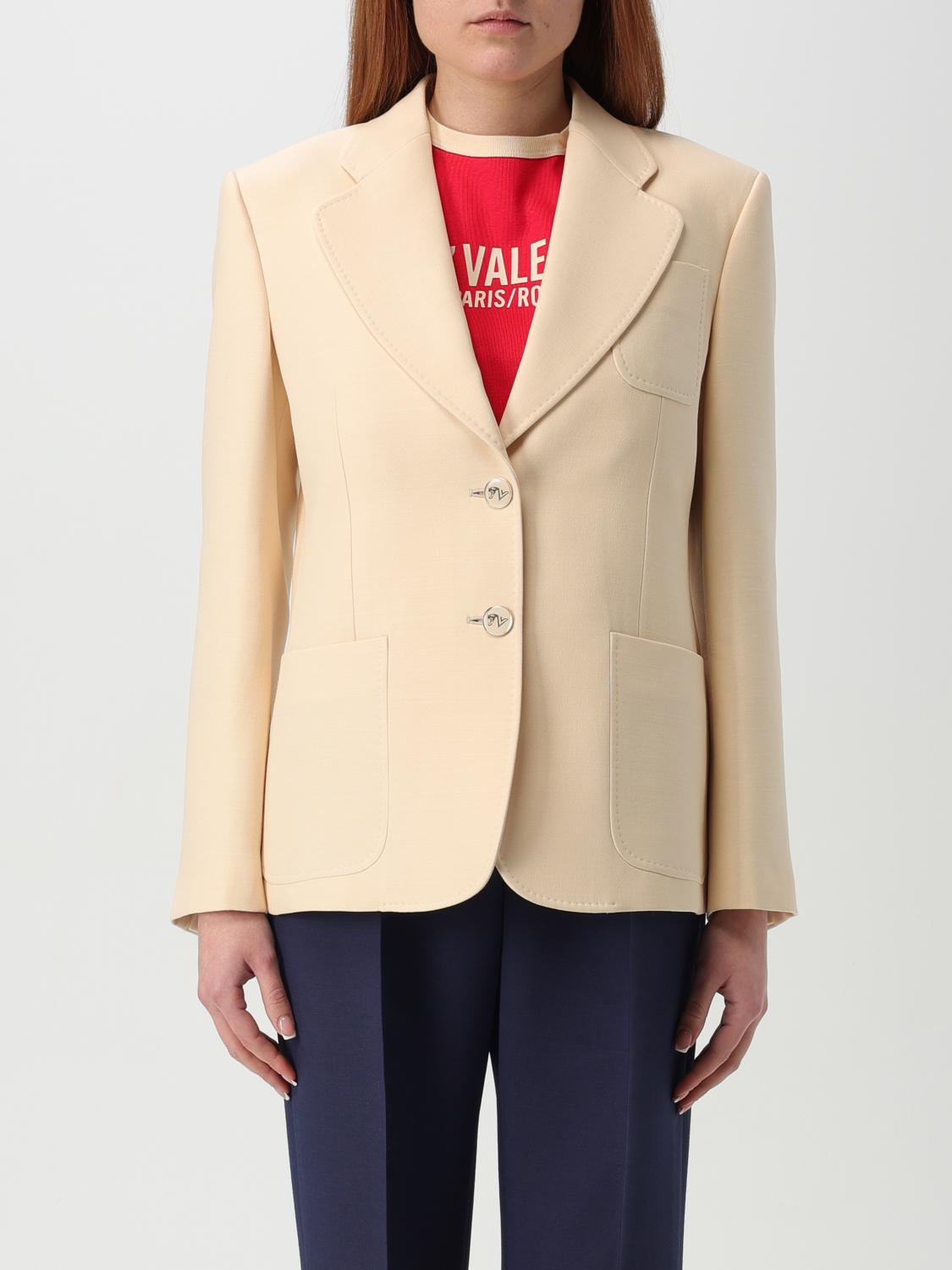 Valentino Single-breasted Long-sleeved Blazer In Yellow