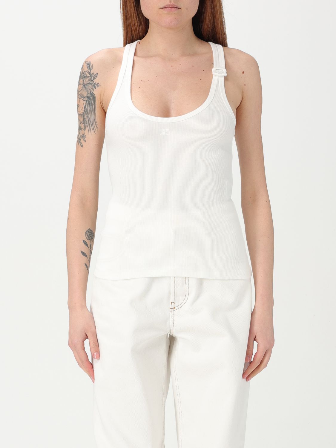 Shop Courrèges T-shirt Woman Color White In Weiss