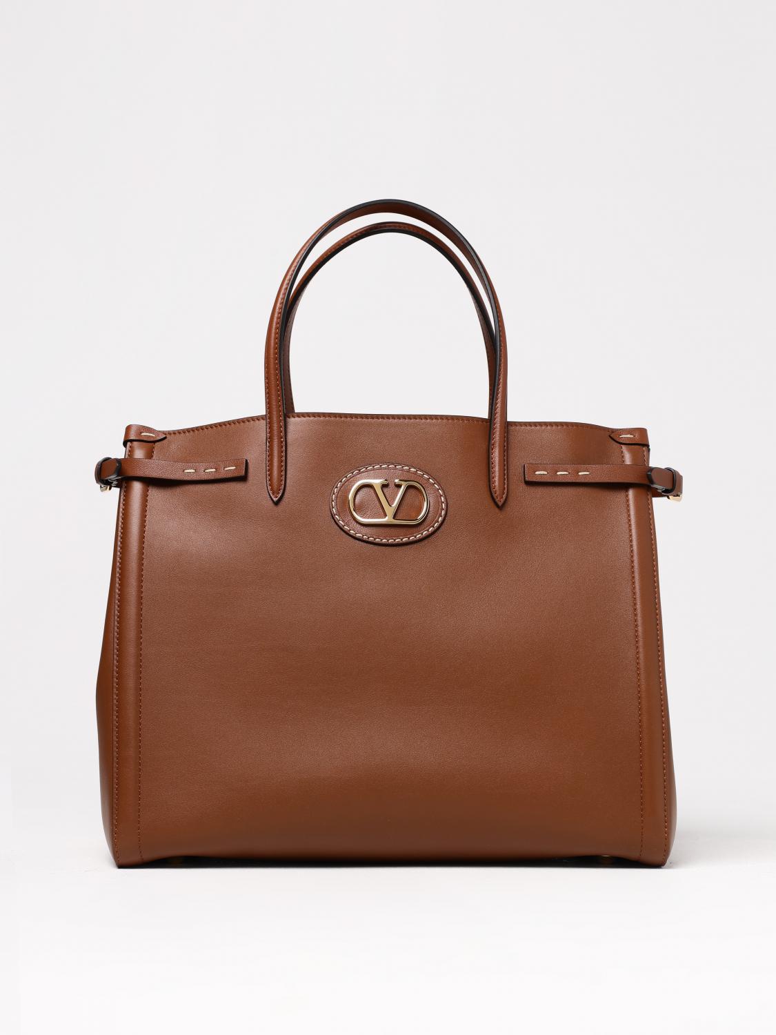 Valentino Garavani Tobacco Leather Small Antibes Tote Bag In Brown