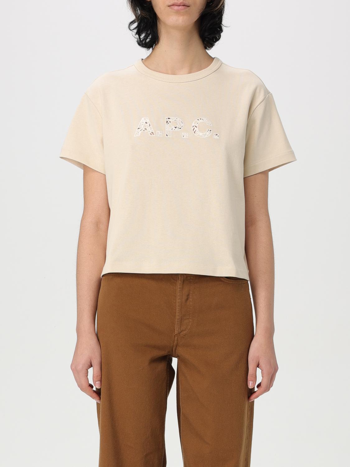 Apc 'annie' Beige T-shirt With Logo Print On The Front In Beige
