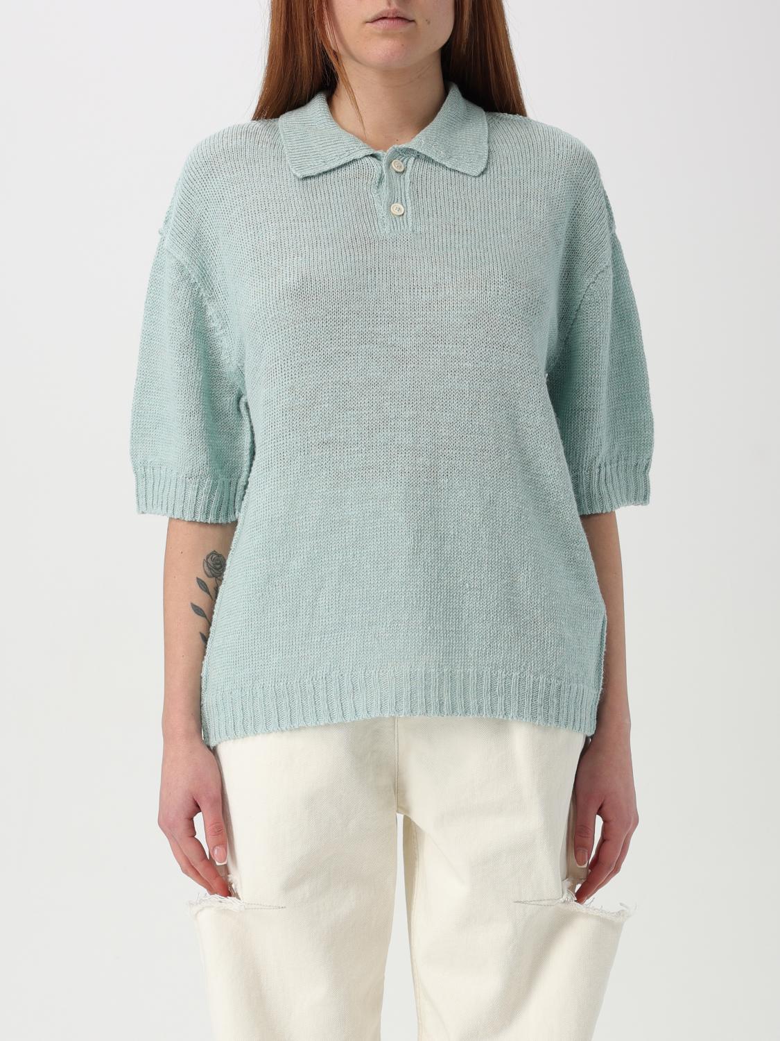 Maison Margiela Short-sleeved Knitted Polo Top In Green